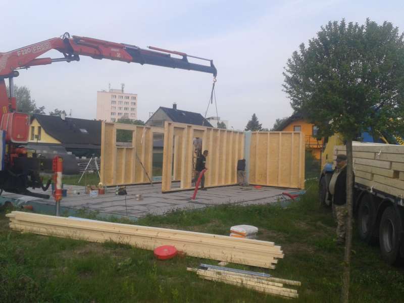 montáž skeletu dřevostavby, Týniště nad Orlicí